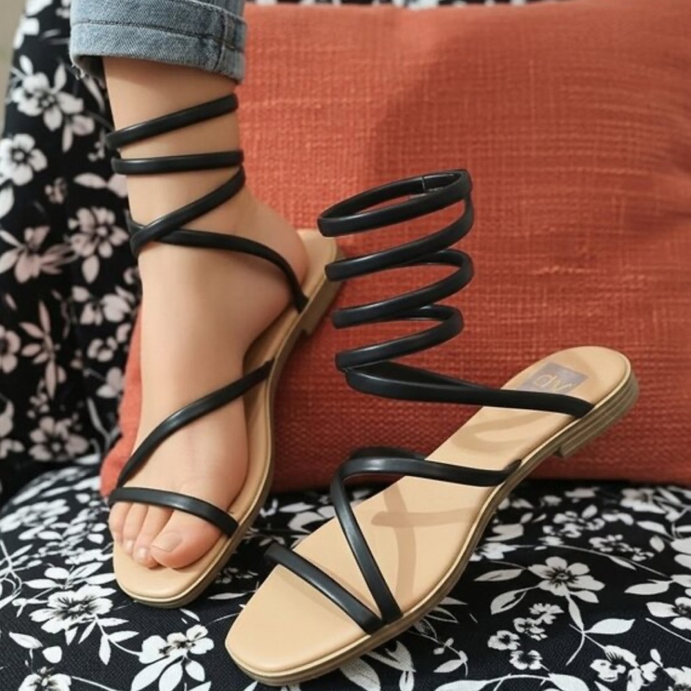 Dolce Vita Malone Black Spiral Strap Sandals